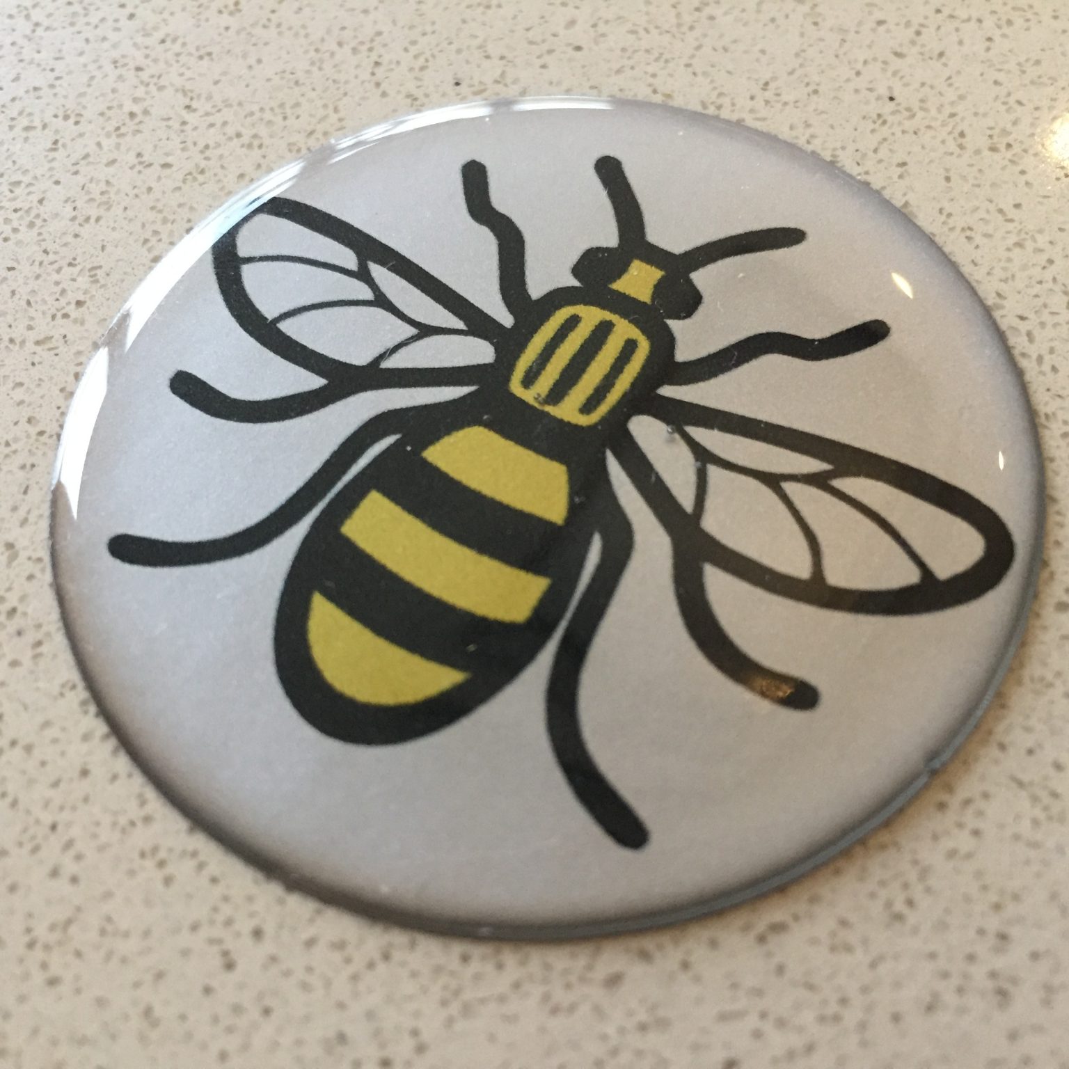 MANCHESTER BEE STICKER DOMED RESIN GEL DECAL BADGE.